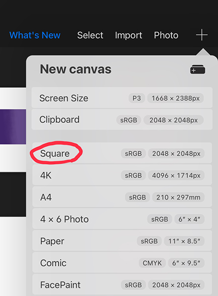 Create a square canvas