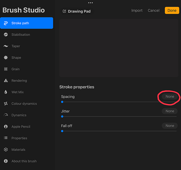 Set spacing to none in stroke path settings.