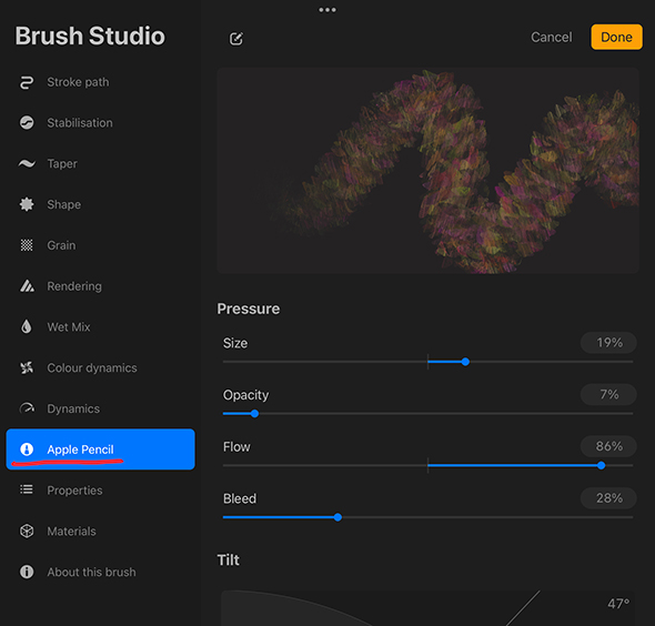 Procreate Brush Settings - Apple Pencil Settings