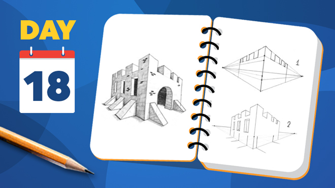 Apprendre à dessiner un château médiéval en 3D sur papier - Leçon pour débutants